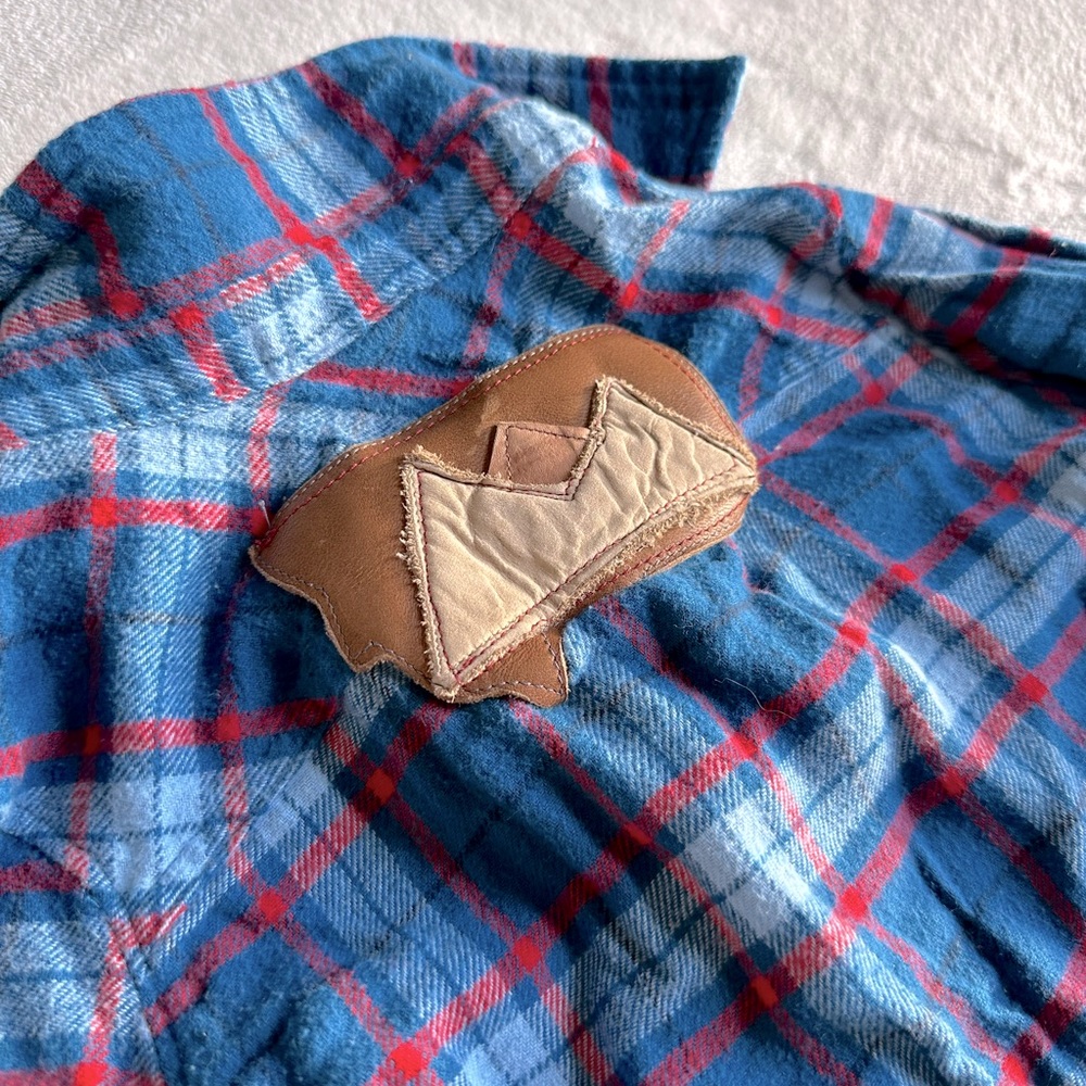 Toddler Custom Leather Appliqué Flannel Shirt size 18 months